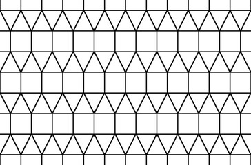 Poster - Repeat geometric vector pattern of triangles and squares in a 3d steps effect in black outline, PNG transparent background