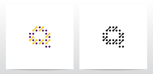 Wall Mural - Dots Conected Diagonal Lines Letter Logo Design Q