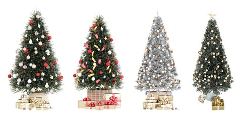 christmas tree and gifts isolated