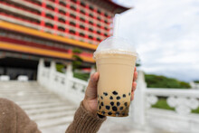 Hold With Bubble Milk Tea In The Grand Hotel