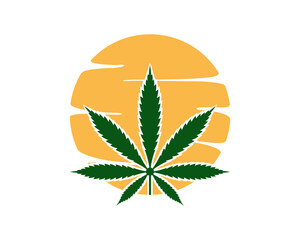 Sticker - Sunset with cannabis silhouette inside