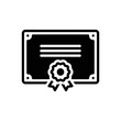 Black solid icon for accreditation