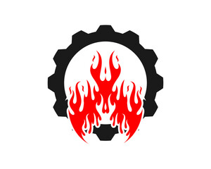 Sticker - Gear shape with fire inside