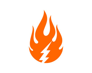 Sticker - Fire with thunder shape inside