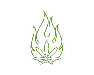 Canvas Print - Fire with cannabis leaf inside