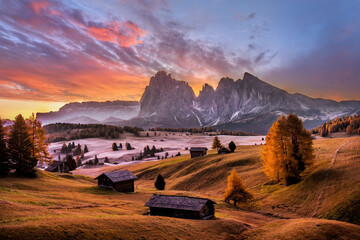 Wall Mural - Alpe di Siusi valley in Italian dolomites