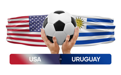 Wall Mural - USA vs Uruguay national teams soccer football match competition concept.