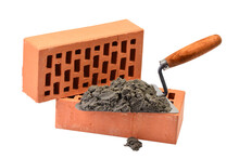 Trowel And Bricks Isolated
