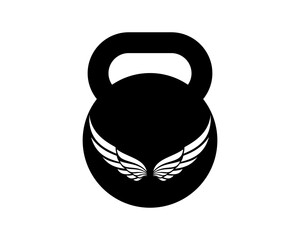 Canvas Print - Dumbbell with wing silhouette inside