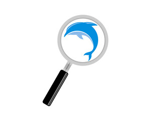 Wall Mural - magnifying glass with dolphin inside