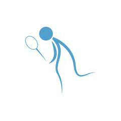 Poster - Editable vector icon of a tennis player with a racquet isolated on a white background