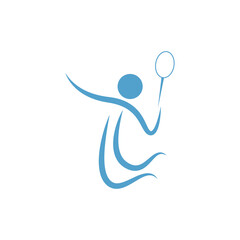 Poster - Editable vector icon of a tennis player with a racquet isolated on a white background