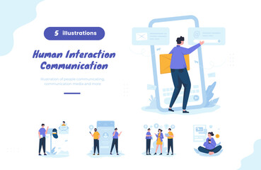 Wall Mural - Human interaction communication ways illustration bundle pack