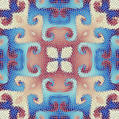 Fototapete - Vector seamless mosaic art pattern. Art background.
