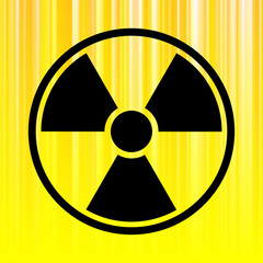 Nuclear radiation symbol on grunge wall. Vector background