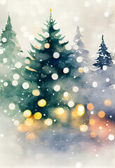 Christmas Bokeh Watercolor Background