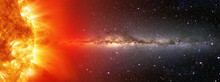 The Sun In Space Our Galaxy Milky Way In The Background "Elements Of This Image Furnished By Nasa"