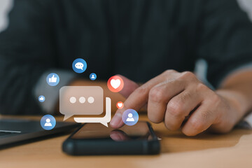 Aufkleber - Concepts of social media and digital online, with a man using a smart phone The concept of living on vacation and playing social media The concept of 