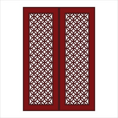 Wall Mural - chinese traditional door and windows icon illustration line art vector design