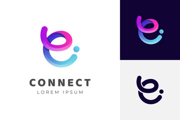 modern letter e abstract logo template, colorful, letter e logo for technology brand identity symbol