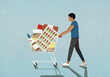 © fStop - Man pushing shopping cart with medication