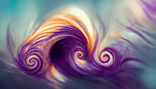 Abstract Fractal Background, Fractal Design In Orange And Violet/purple, Beautiful Movement, Gracious Swirls, Illustration, Digital