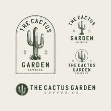 Vintage Cactus Logo Design Template