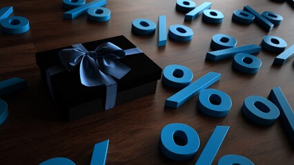 Canvas Print - Gift Box Blue Percents