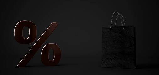 Canvas Print - Black Shopping Bag Percent