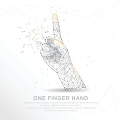 Wall Mural - Hand one finger digitally drawn in the form of broken a part triangle shape.