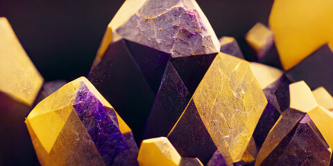 Abstract yellow and purple gems stone wallpaper background