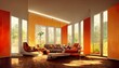  country house style living room interior illustration