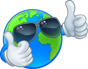 Poster - Earth Globe Shades Sunglasses Cartoon World Mascot