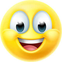 Wall Mural - Happy Smiling Cartoon Emoji Emoticon Face Icon