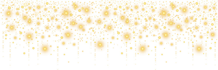Canvas Print - golden glowing glitter texture on transparent background. glitter golden light and stars border. shi