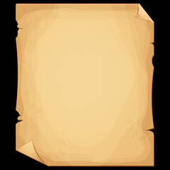 Wall Mural - parchment paper, scroll papyrus, empty frame, blank in cartoon style detailed isolated on white back