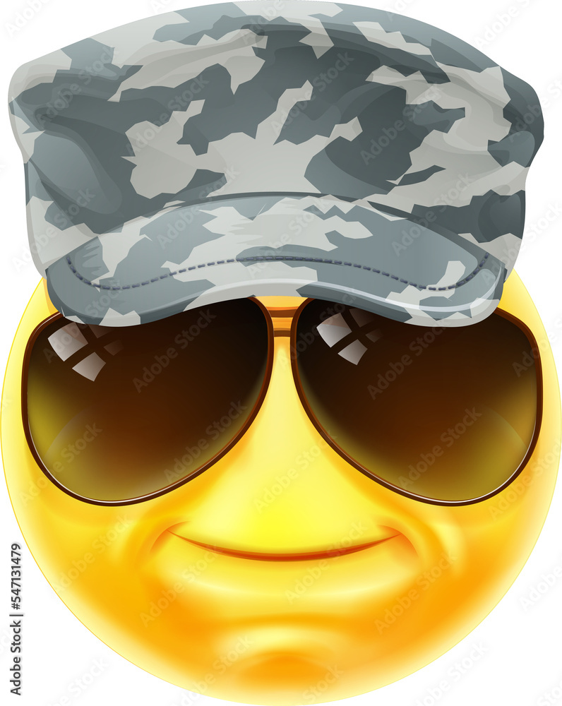 Army Soldier Emoticon Emoji Face Cartoon Icon