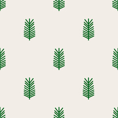Wall Mural - Christmas tree fir branches seamless minimal pattern.