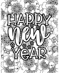 Wall Mural - Happy New Year Coloring Page 
