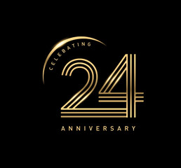 Wall Mural - 24 years anniversary celebration logotype. elegant modern number gold color
