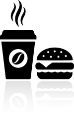 Wall Mural - Coffee cup and burger icon, breakfast sign