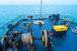 Ferry deck. Drum with mooring rope a