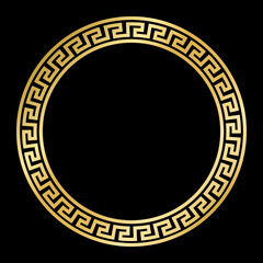 Wall Mural - greek gold style border frame circle frame with seamless vector illustration