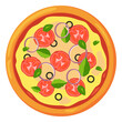 Margherita cartoon icon. Fresh tasty tomato pizza