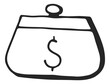 Money purse icon. Hand bag with dollar sign