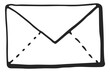 Envelope doodle. Mail icon. Post black symbol