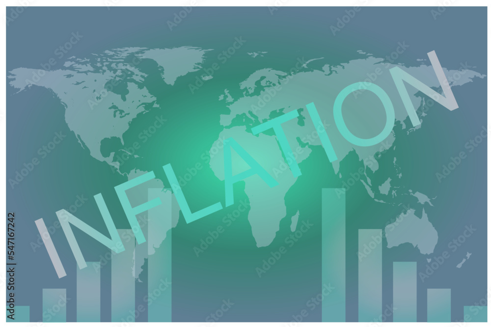 Vector illustration and chart showing rising inflation around the world ...