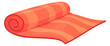 Red carpet roll. Cartoon striped rug icon
