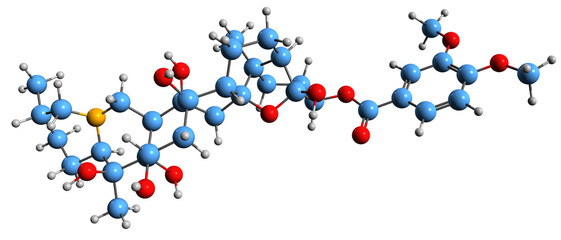 Poster -  3D image of Veratridine skeletal formula - molecular chemical structure of steroidal alkaloid isolated on white background