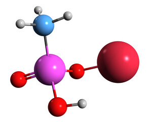 Wall Mural -  3D image of sodium hydroxymethyl arsenate skeletal formula - molecular chemical structure of Fungicide isolated on white background
